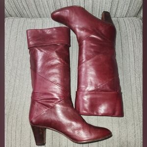 Bally burgundy tall boots.